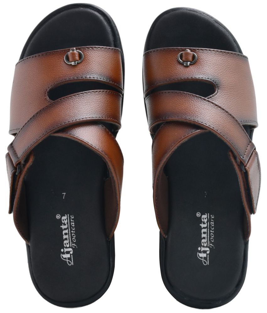     			Ajanta - Brown Men's Leather Slipper