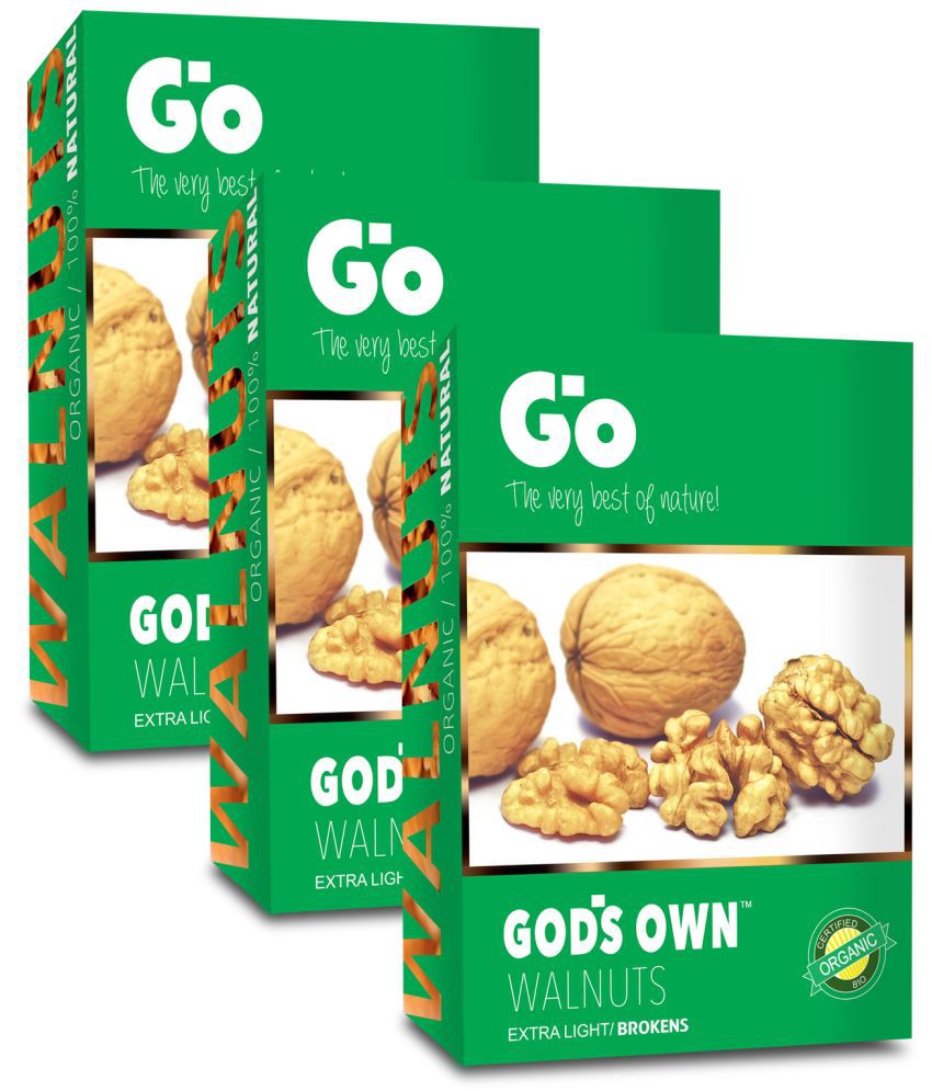     			Go Organic Extra Light Broken Walnuts Kernels (Without Shell) 750g, 250g x 3 | New Crop Walnuts | Organic Walnuts Kernels | Fresh and Healthy