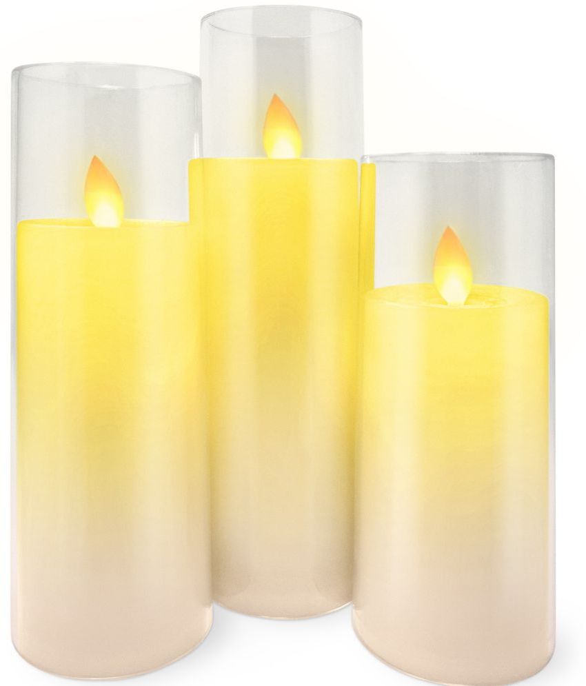     			LTETTES - White Unscented Pillar Candle 19.05 cm ( Pack of 3 )