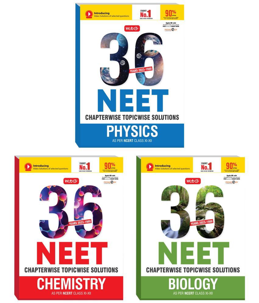     			MTG 36 Years NEET Previous Year Solved Question Papers with NEET PYQ Chapterwise Topicwise Solutions - Physics, Chemistry & Biology For NEET Exam 2024 | Get Free access to SmartBook (Set of 3 Books)
