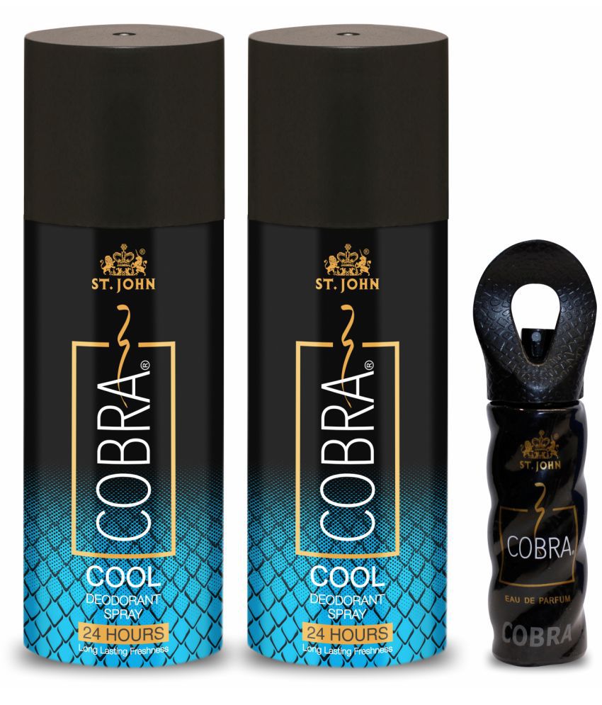     			St. John - Cool 150ml*2 & Cobra 15ml Long Lasting Deodorant Spray & Perfume for Men,Women 365 ml ( Pack of 3 )