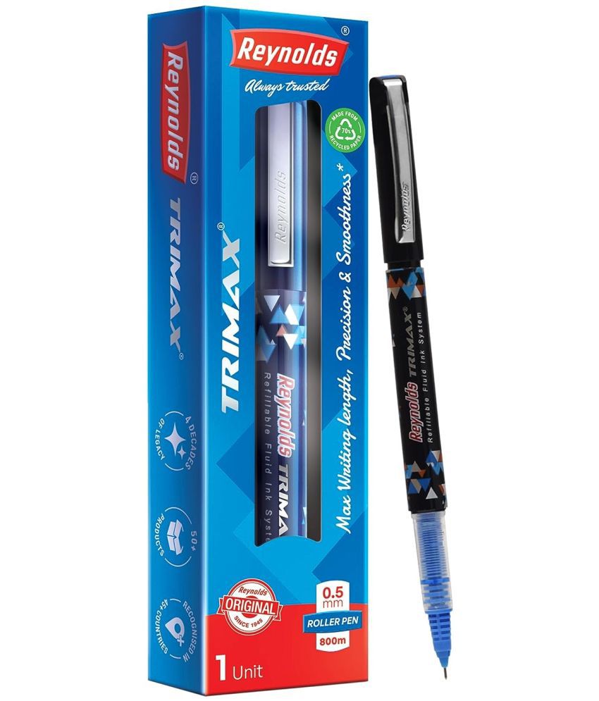     			TRIMAX BLUE Lightweight Roller Pen With Comfortable Grip for Extra Smooth Writing School and Office Stationery