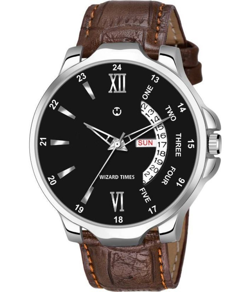     			Wizard Times - Brown Leather Analog Men's Watch