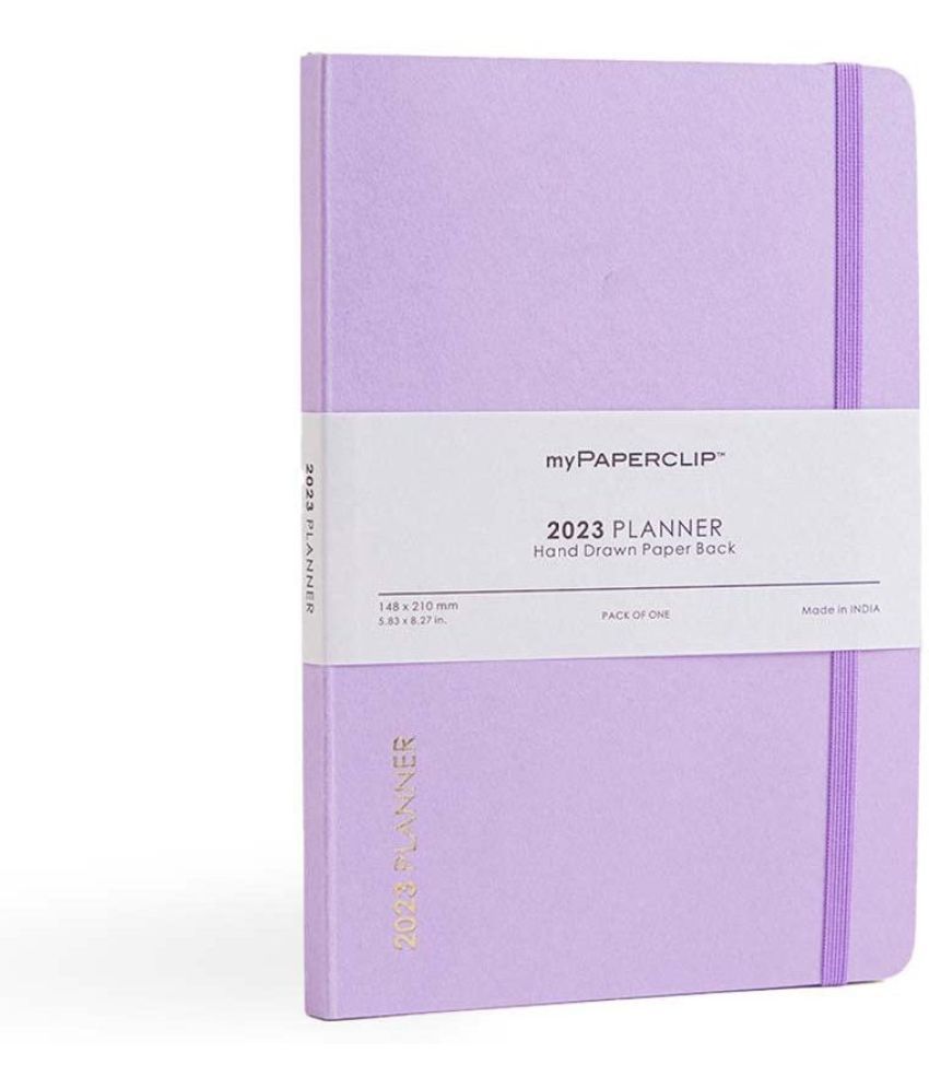     			myPAPERCLIP 2023 Weekly Planner D1 A5 Size Notebook | Hand Drawn Soft Cover Paper Back | Notebook For Gifting | Ruled, 192 Pages, 80 GSM, Lilac, Pack of 1