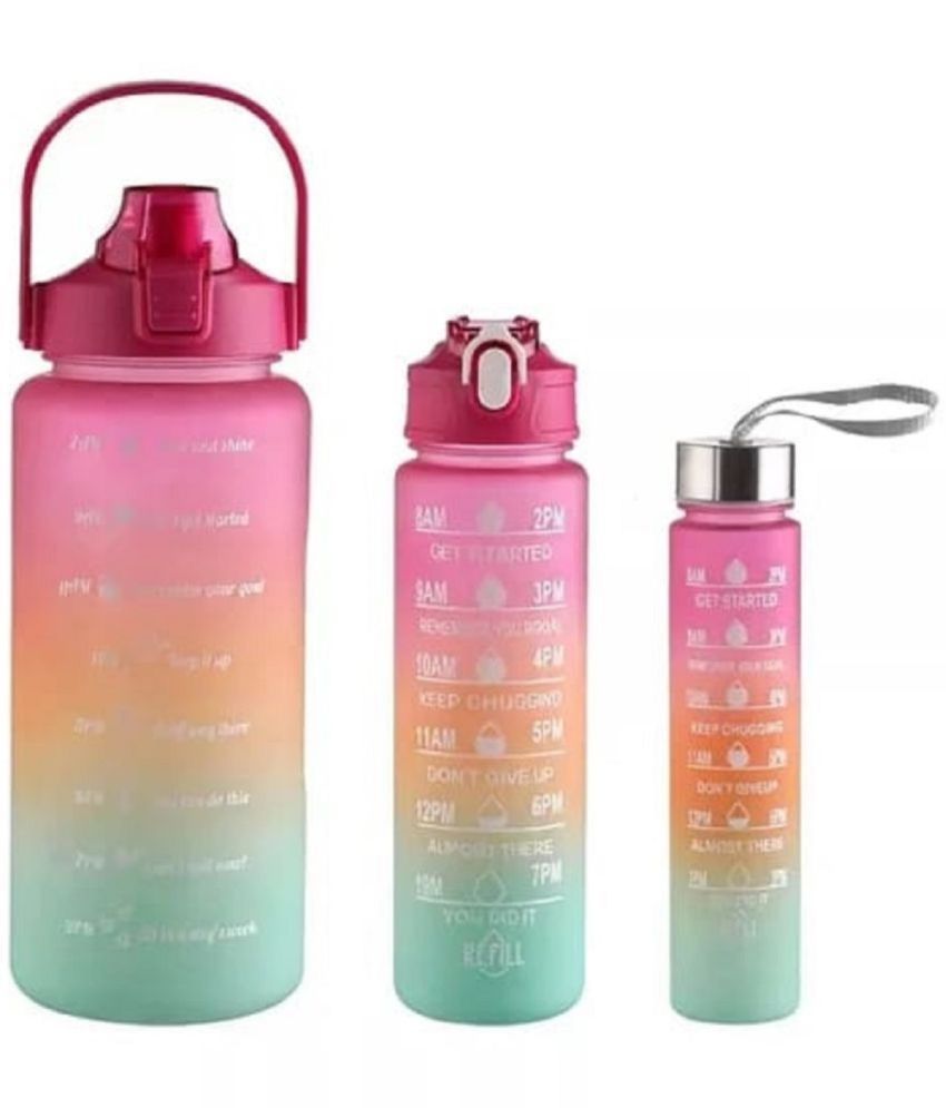    			DHSMART Multicolour Water Bottle 2L,1L,300 mL ( Set of 3 )