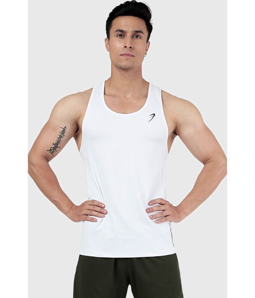     			Fuaark - White Polyester Slim Fit Men's Tanks ( Pack of 1 )