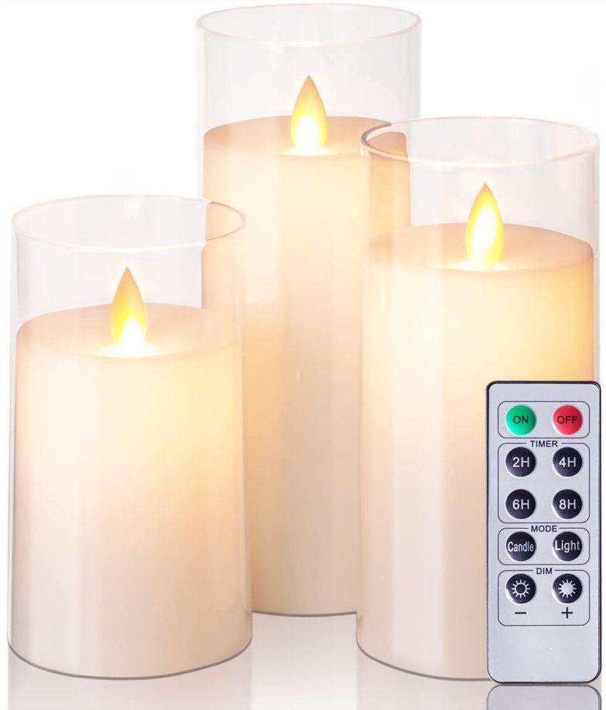     			LTETTES - White Unscented LED Votive Candle 7 cm ( Pack of 3 )