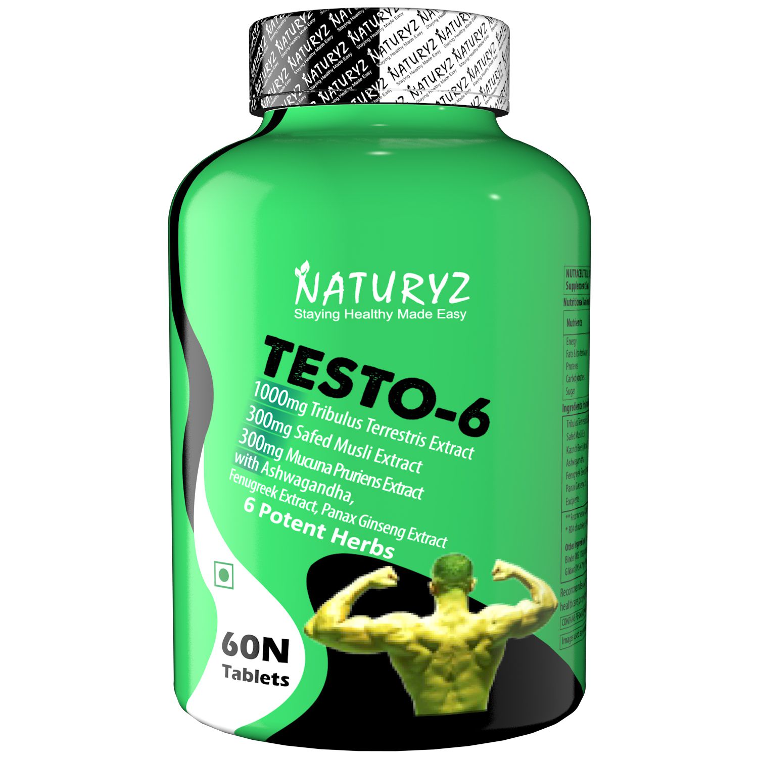     			NATURYZ Testo-6 Plant based Supplement For Men 2100mg for Muscle gain, Stamina & Strength (60 Tablets)