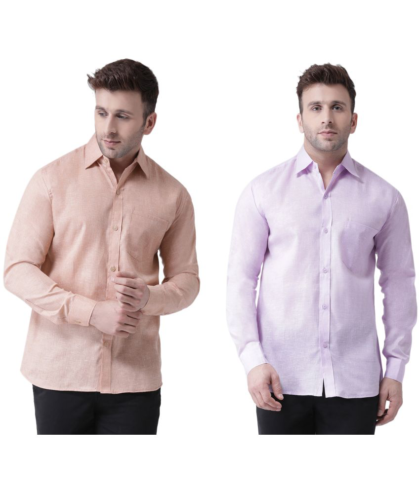     			RIAG Cotton Blend Regular Fit Solids Full Sleeves Men's Casual Shirt - Beige ( Pack of 2 )