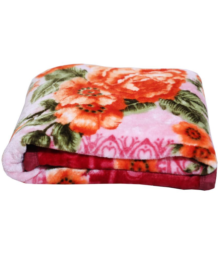     			RIAN - Polyester Floral Single Blanket ( 230 cm x 150 cm ) Pack of 1 - Pink