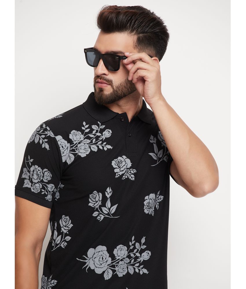     			Rare Cotton Blend Regular Fit Printed Half Sleeves Men's Polo T Shirt - Black ( Pack of 1 )