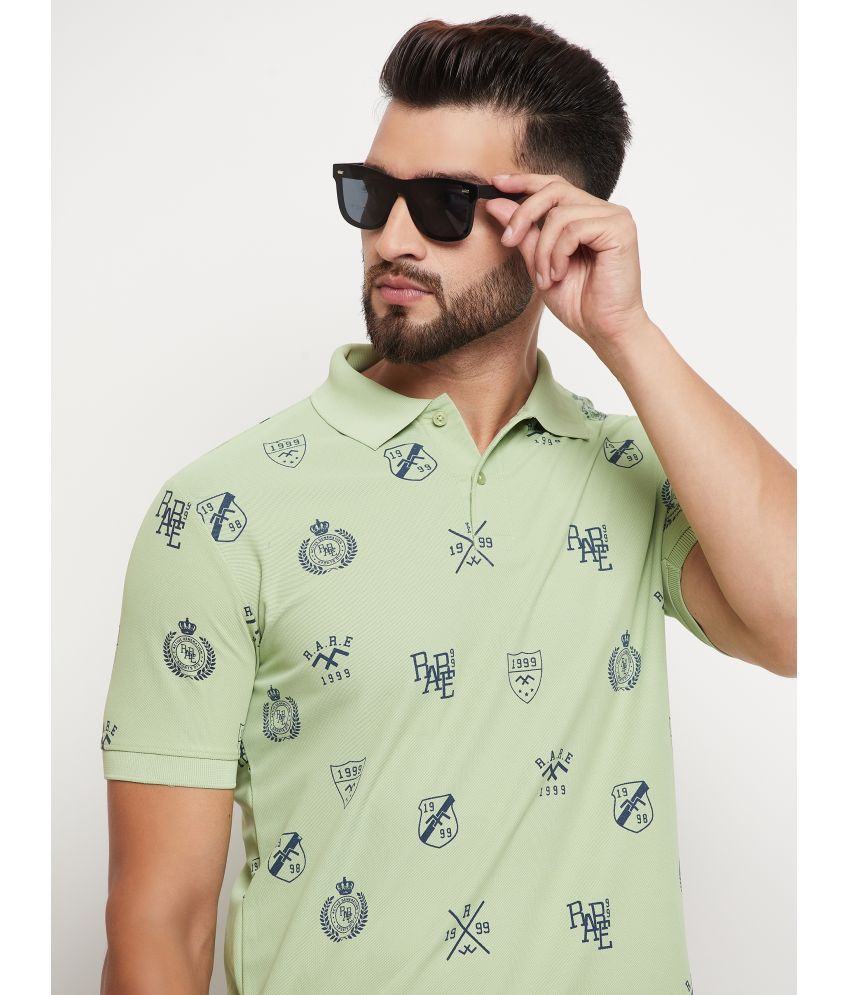     			Rare Cotton Blend Regular Fit Printed Half Sleeves Men's Polo T Shirt - Sea Green ( Pack of 1 )