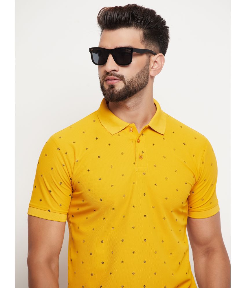     			Rare Cotton Blend Regular Fit Printed Half Sleeves Men's Polo T Shirt - Mustard ( Pack of 1 )