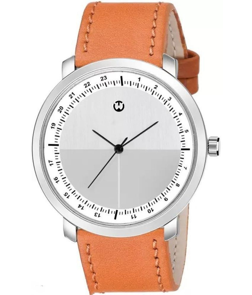     			Wizard Times - Orange Leather Analog Men's Watch