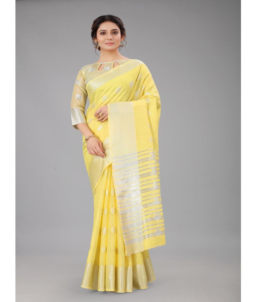     			Aika Cotton Silk Embroidered Saree With Blouse Piece - Yellow ( Pack of 1 )