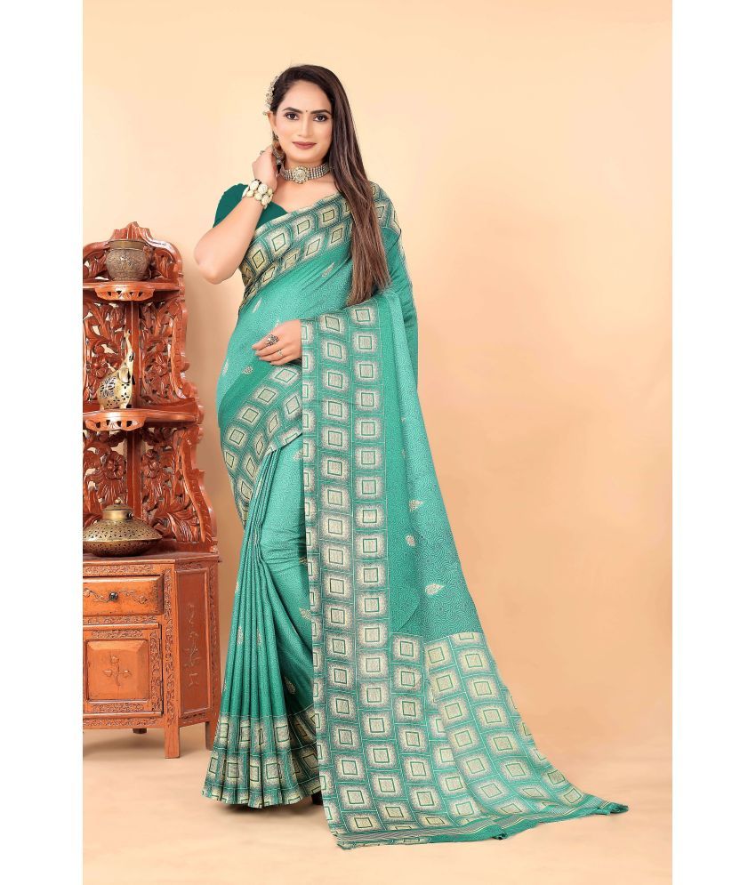     			Aishwarya Art Silk Printed Saree Without Blouse Piece - Light Green ( Pack of 1 )