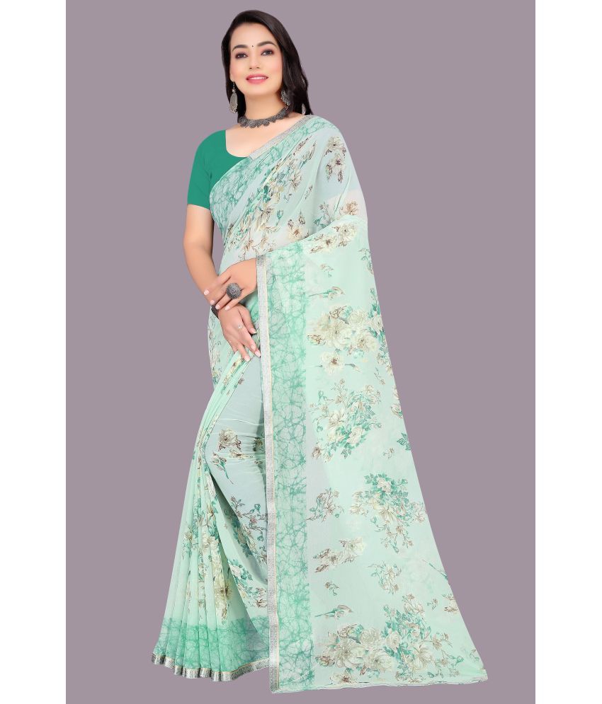     			Aishwarya Chiffon Printed Saree With Blouse Piece - Light Green ( Pack of 1 )