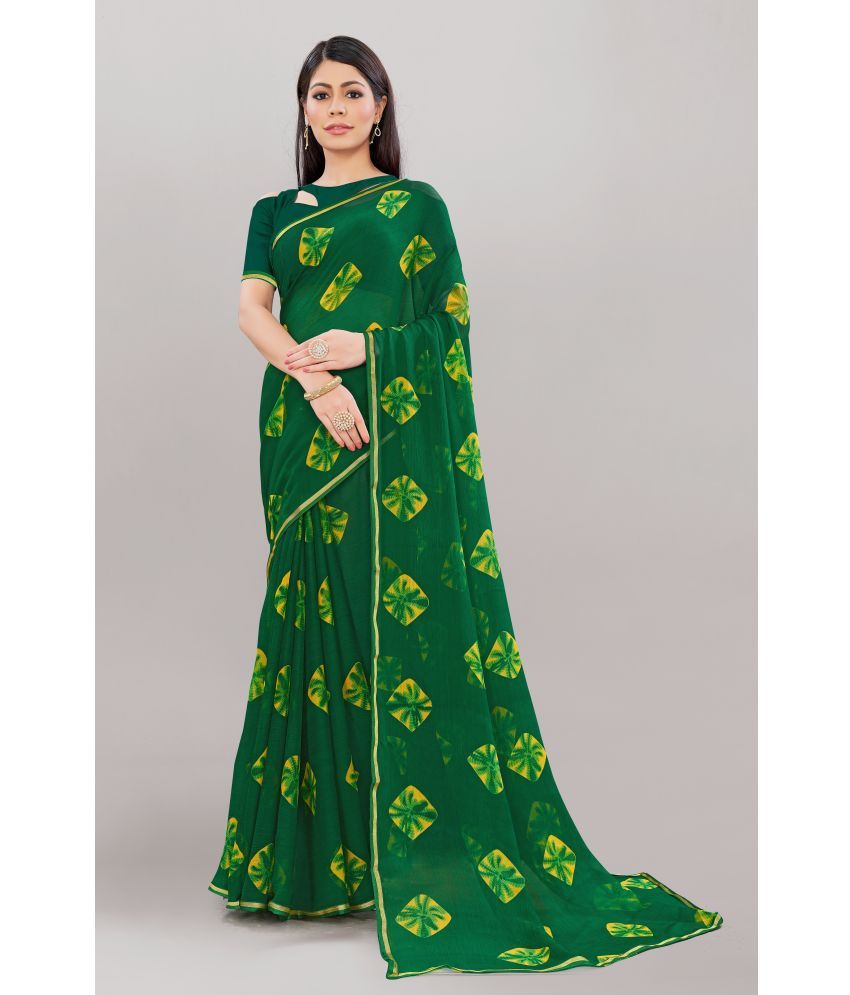     			Aishwarya Georgette Printed Saree With Blouse Piece - Green ( Pack of 1 )