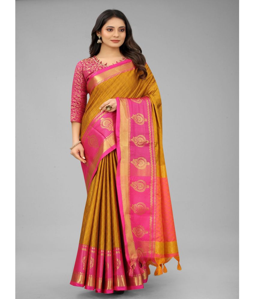     			Apnisha Cotton Silk Solid Saree With Blouse Piece - Pink ( Pack of 1 )