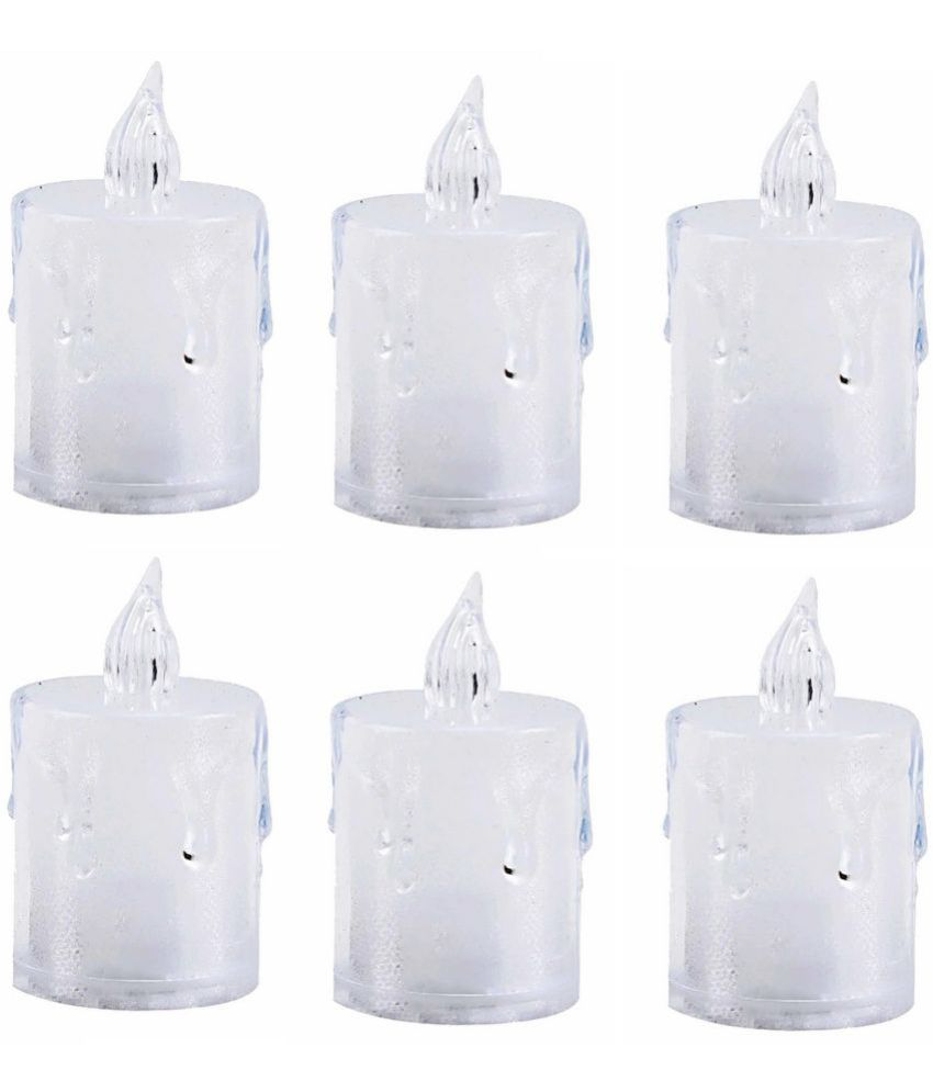     			Green Tales - Off White LED Tea Light Candle 8 cm ( Pack of 6 )