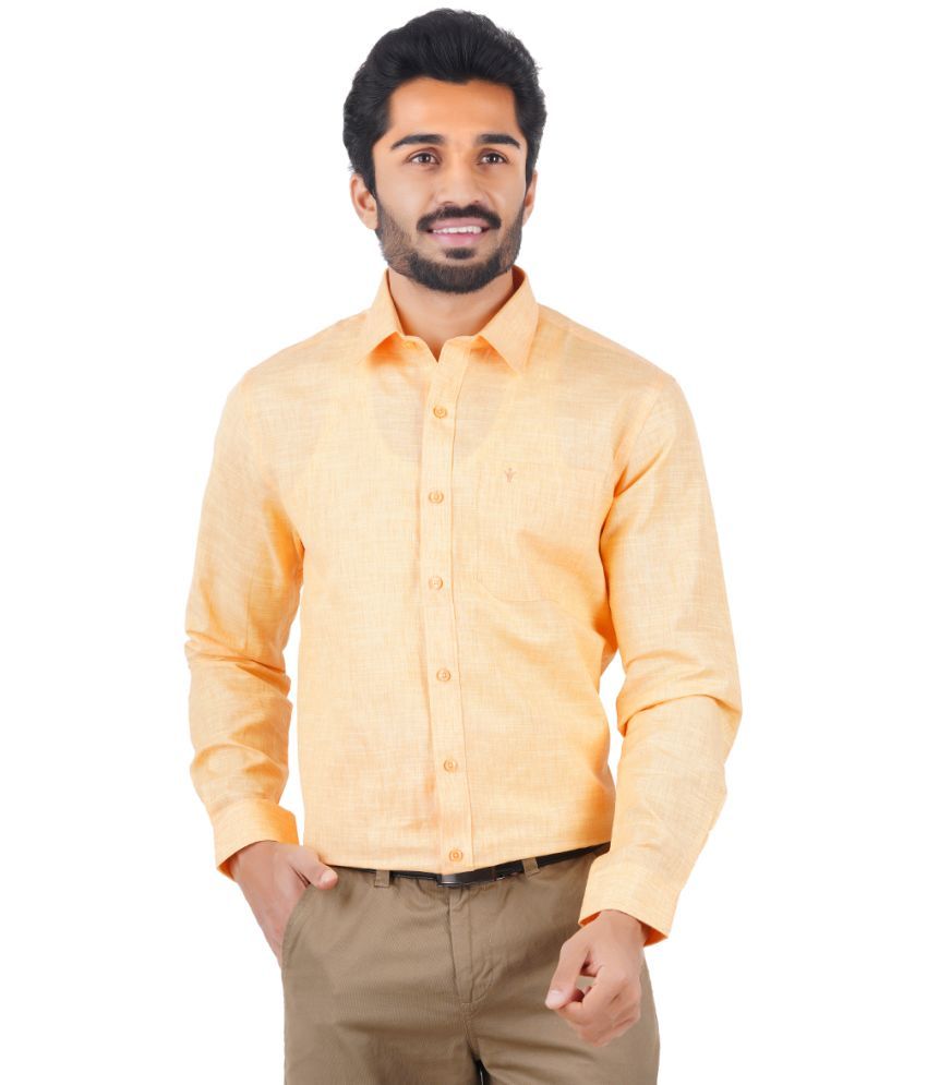     			Ramraj cotton Cotton Blend Regular Fit Self Design Full Sleeves Men's Casual Shirt - Peach ( Pack of 1 )