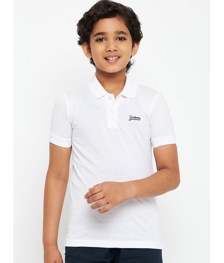     			UNIBERRY - White Cotton Blend Boy's Polo T-Shirt ( Pack of 1 )