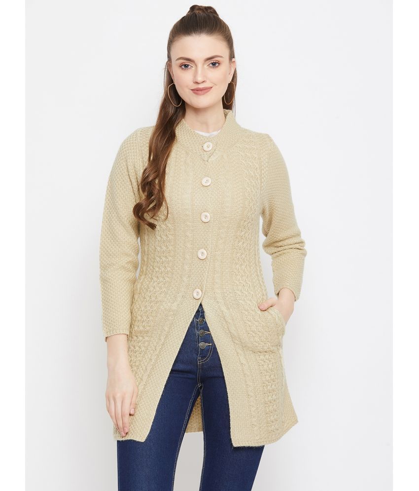     			zigo Woollen Round Neck Women's Buttoned Cardigans - White ( Single )