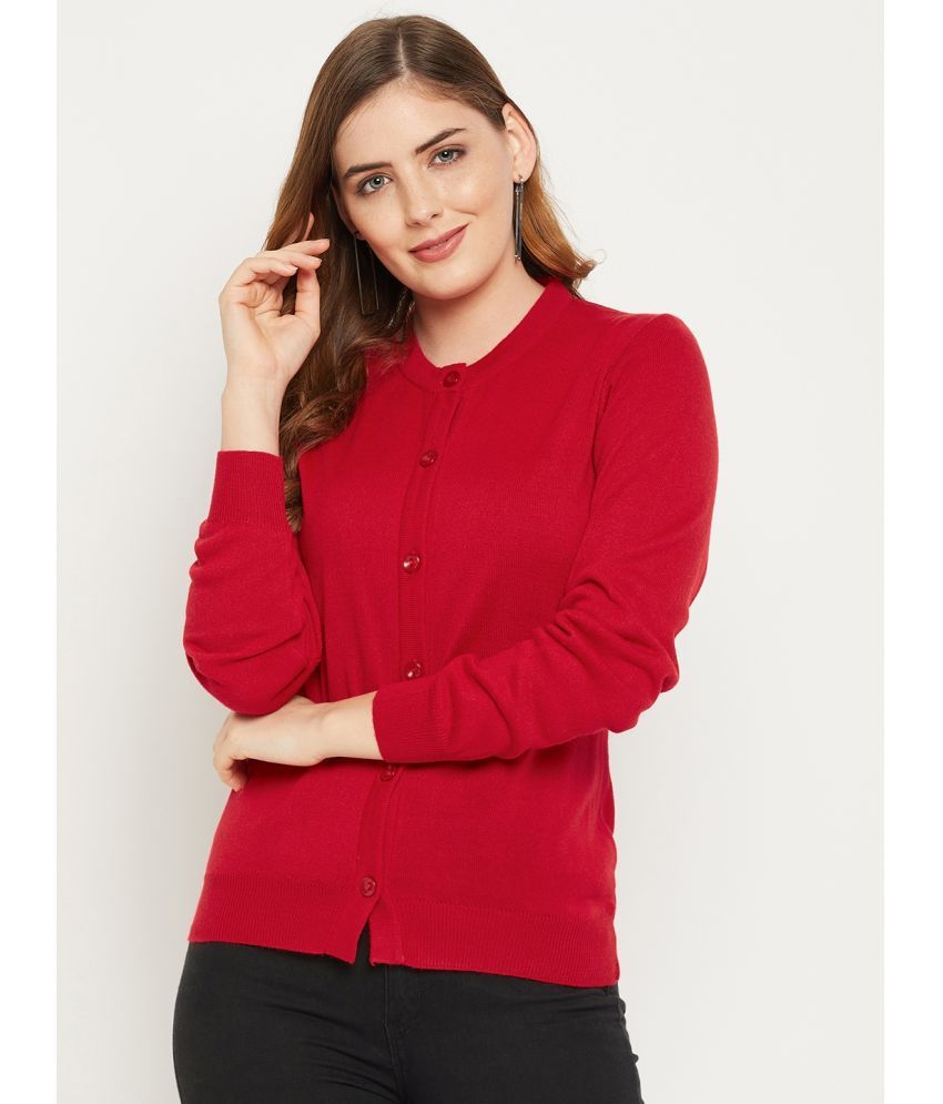     			zigo Woollen Round Neck Women's Buttoned Cardigans - Red ( )