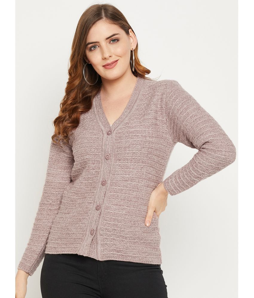     			zigo Woollen V Neck Women's Buttoned Cardigans - Pink ( )