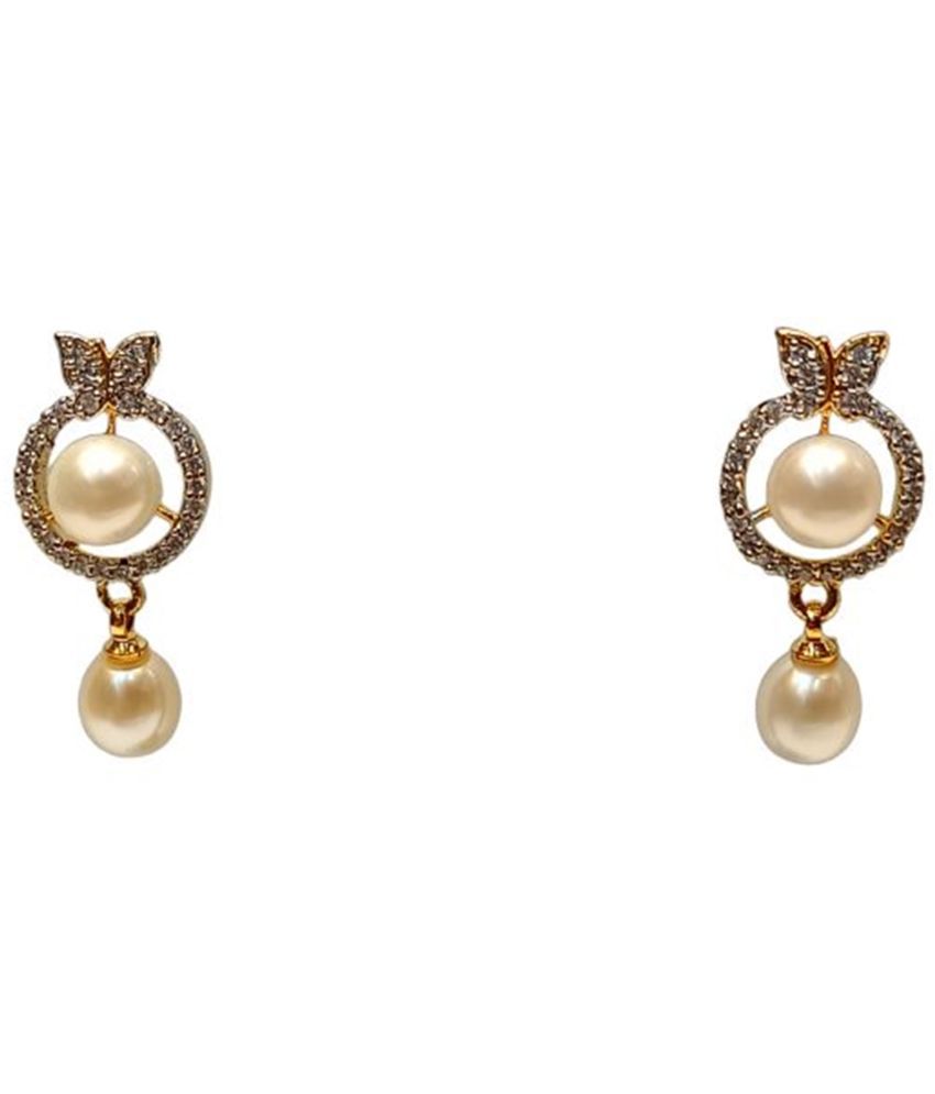     			Mannatraj Pearls & Jewellers - White Danglers Earrings ( Pack of 1 )