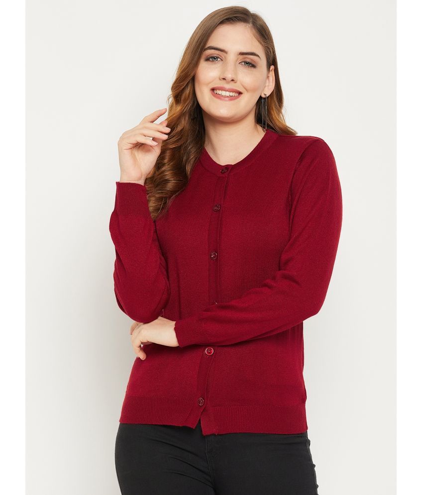     			zigo Woollen Round Neck Women's Buttoned Cardigans - Maroon ( )