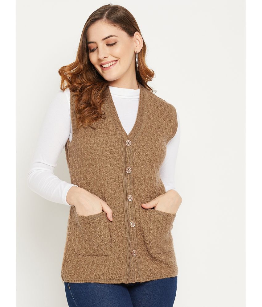     			zigo Woollen V Neck Women's Buttoned Cardigans - Brown ( )