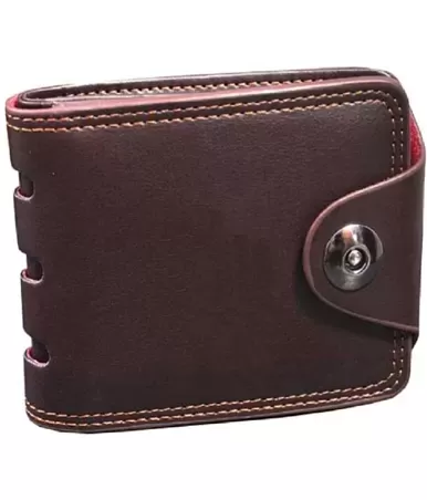 Leather Purse For Men, PU Leather Gents Wallet Magnet Lock Tan – DukanIndia