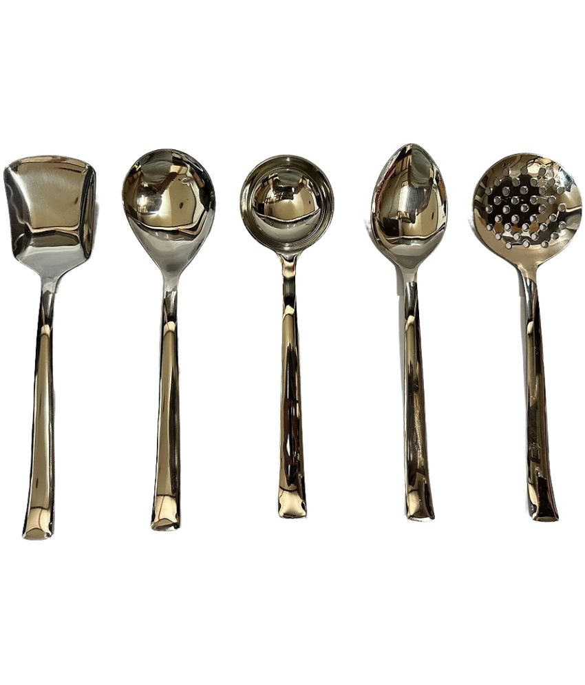     			Dynore - Silver Stainless Steel Serving Spoon ( Pack of 5 )