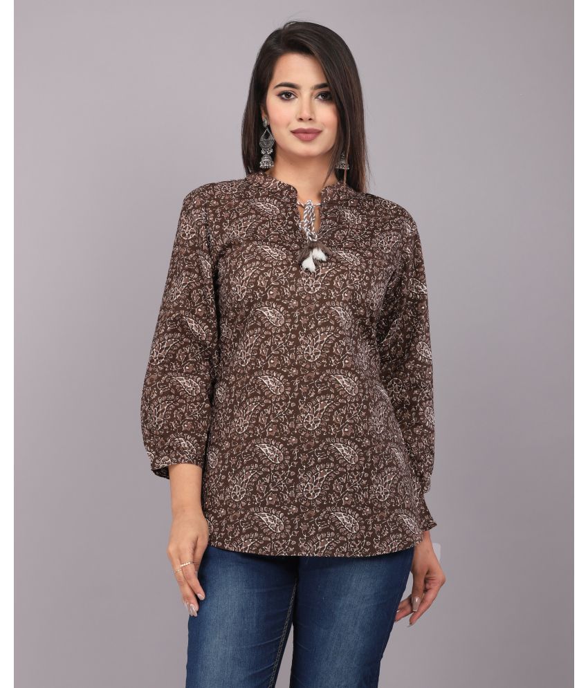     			HIGHLIGHT FASHION EXPORT - Brown Cotton Women's Regular Top ( Pack of 1 )