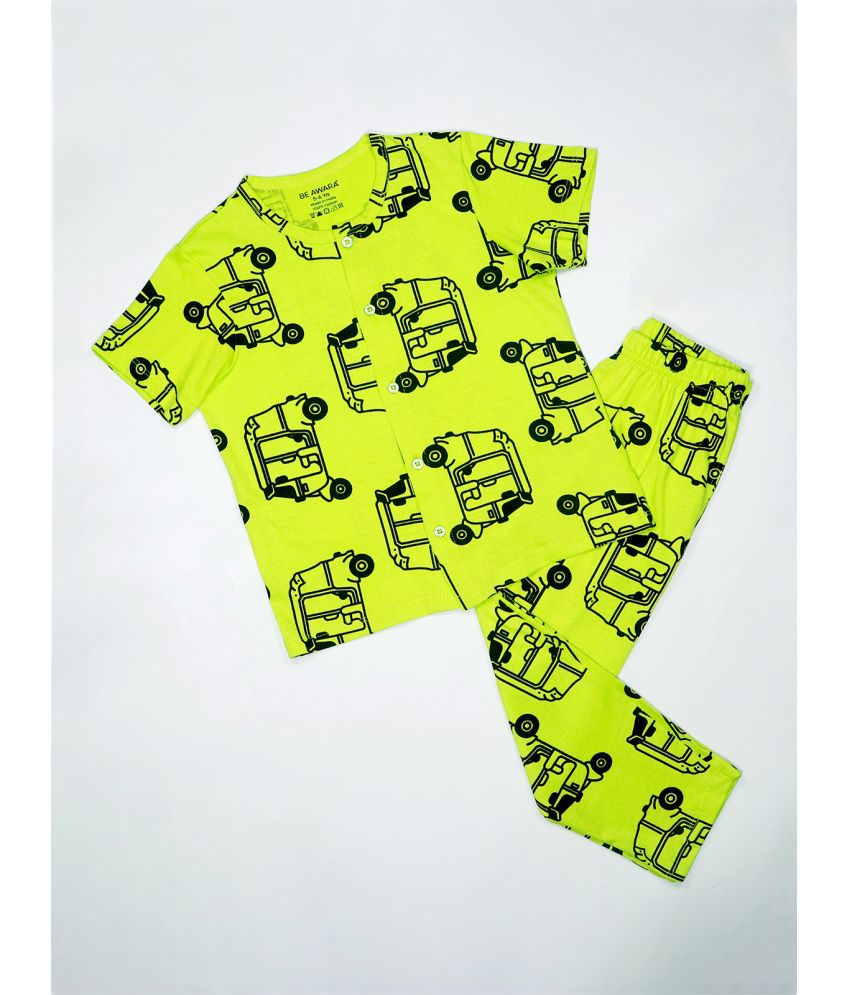     			Be Awara Auto Rickshaw Pattern Kids Half Sleeves Nightwear Pajama Set