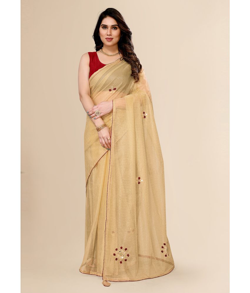     			FABMORA Cotton Embroidered Saree With Blouse Piece - Yellow ( Pack of 1 )