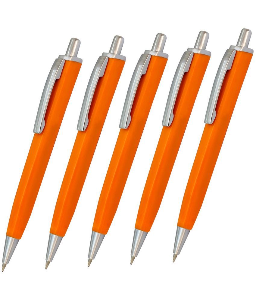     			Orange Color Retractable Plastic Body Pen (5pcs)