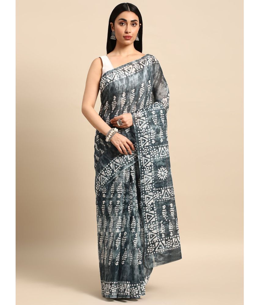     			SHANVIKA Cotton Printed Saree With Blouse Piece - Grey ( Pack of 1 )