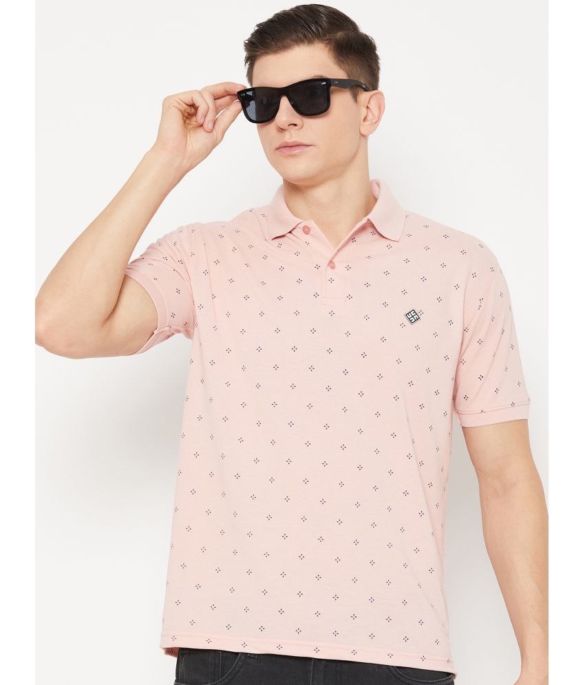     			UBX Cotton Blend Regular Fit Printed Half Sleeves Men's Polo T Shirt - Pink ( Pack of 1 )