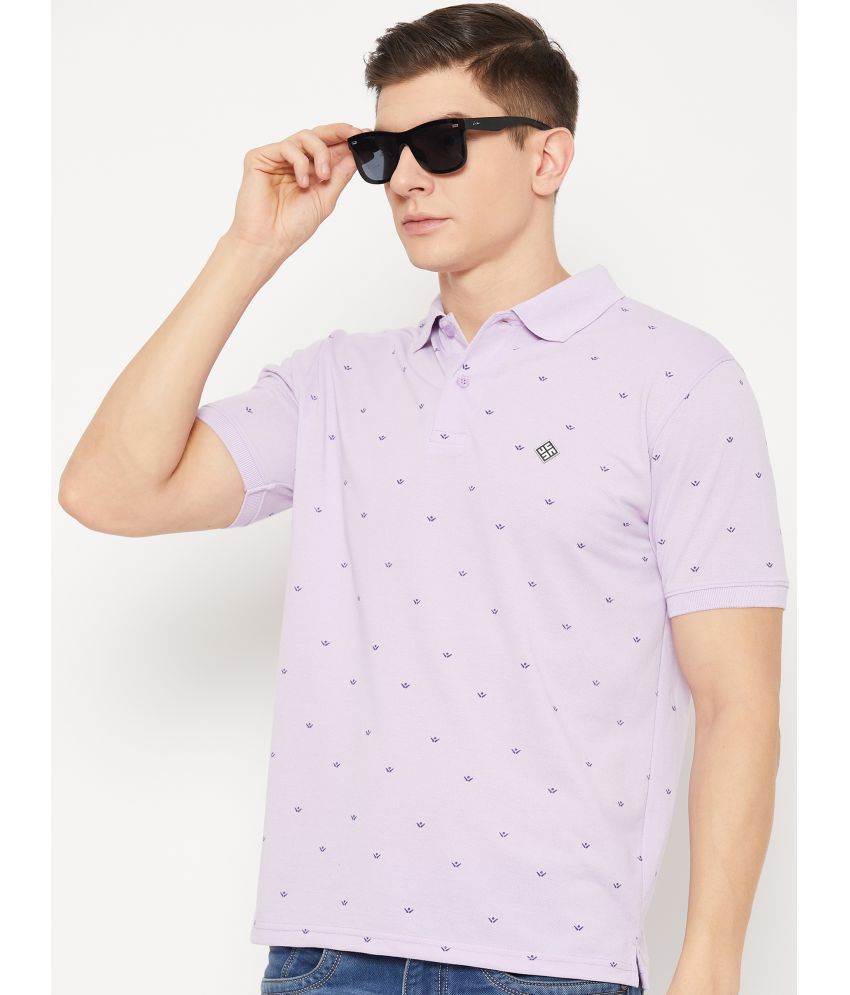     			UBX Cotton Blend Regular Fit Printed Half Sleeves Men's Polo T Shirt - Lavender ( Pack of 1 )