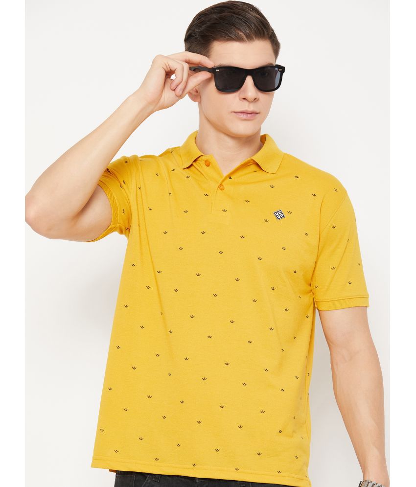    			UBX Cotton Blend Regular Fit Printed Half Sleeves Men's Polo T Shirt - Mustard ( Pack of 1 )