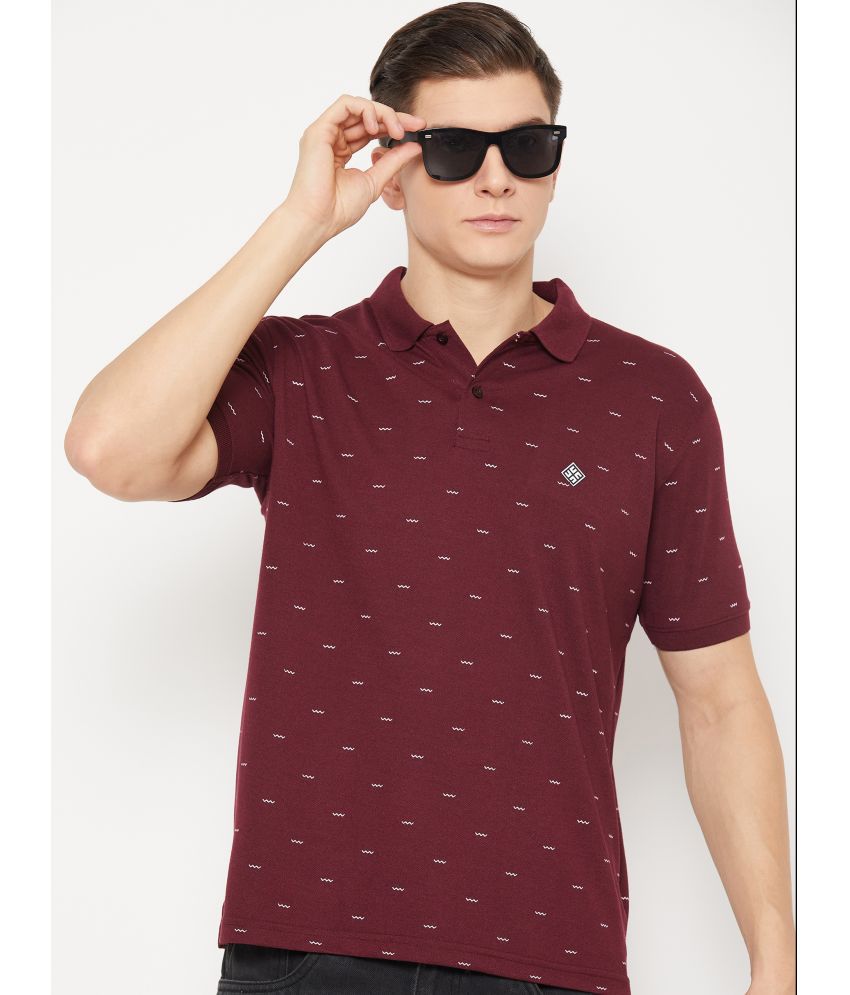     			UBX Cotton Blend Regular Fit Printed Half Sleeves Men's Polo T Shirt - Maroon ( Pack of 1 )