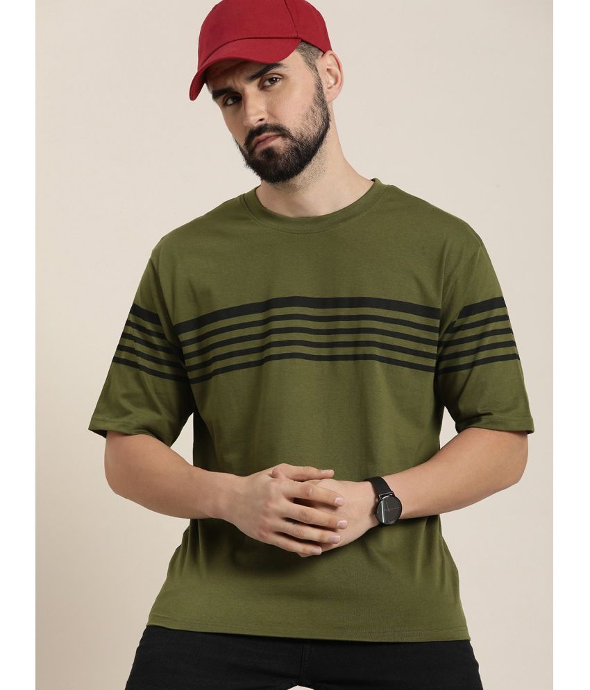     			Dillinger - Olive Cotton Oversized Fit Men's T-Shirt ( Pack of 1 )