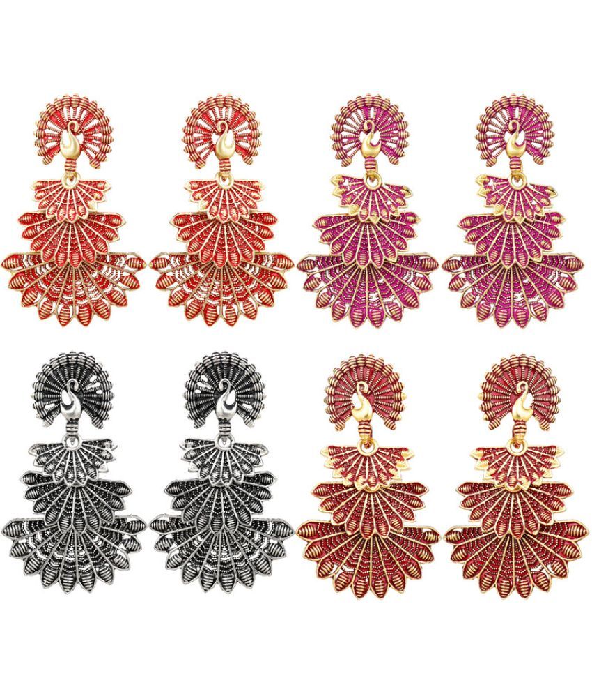     			FASHION FRILL - Multi Color Danglers Earrings ( Pack of 4 )