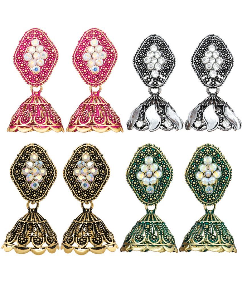     			FASHION FRILL - Multi Color Jhumki Earrings ( Pack of 4 )