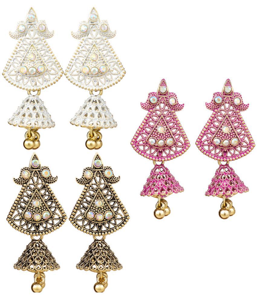     			FASHION FRILL - Multi Color Jhumki Earrings ( Pack of 3 )