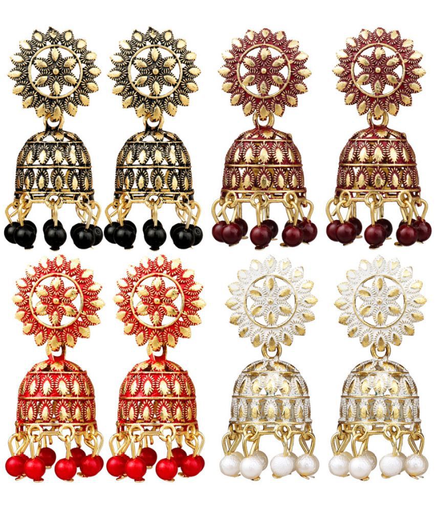    			FASHION FRILL - Multi Color Jhumki Earrings ( Pack of 4 )