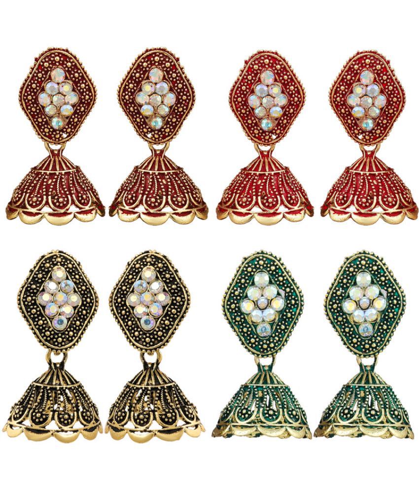     			FASHION FRILL - Multi Color Jhumki Earrings ( Pack of 4 )