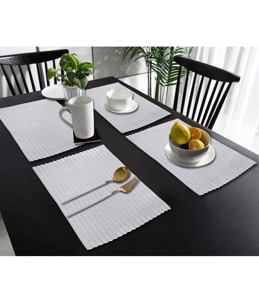     			PVC Abstract Rectangle Table Mats ( 45 cm x 30 cm ) Pack of 4 - Silver